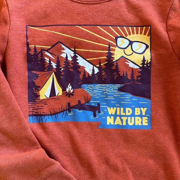 Boy's Orange Printed Crewneck Sweatshirt - Picture 2 of 3